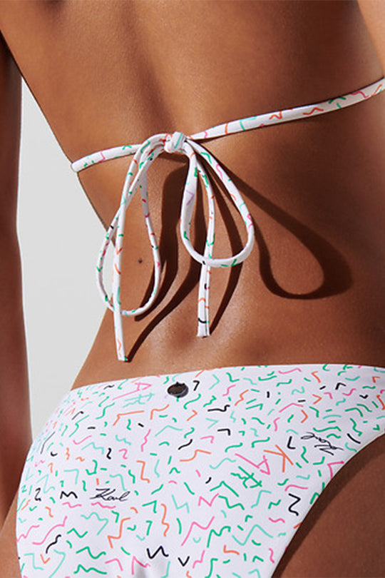 תחתון ביקיני Geometric Aop בצבע לבן/צבעוני