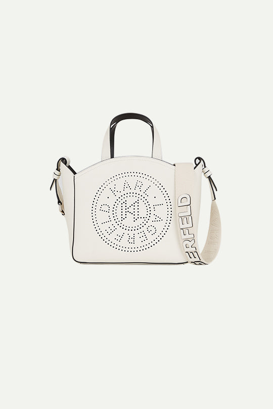 תיק כתף K/Circle Perforated של Karl Lagerfeld לנשים בצבע לבן
