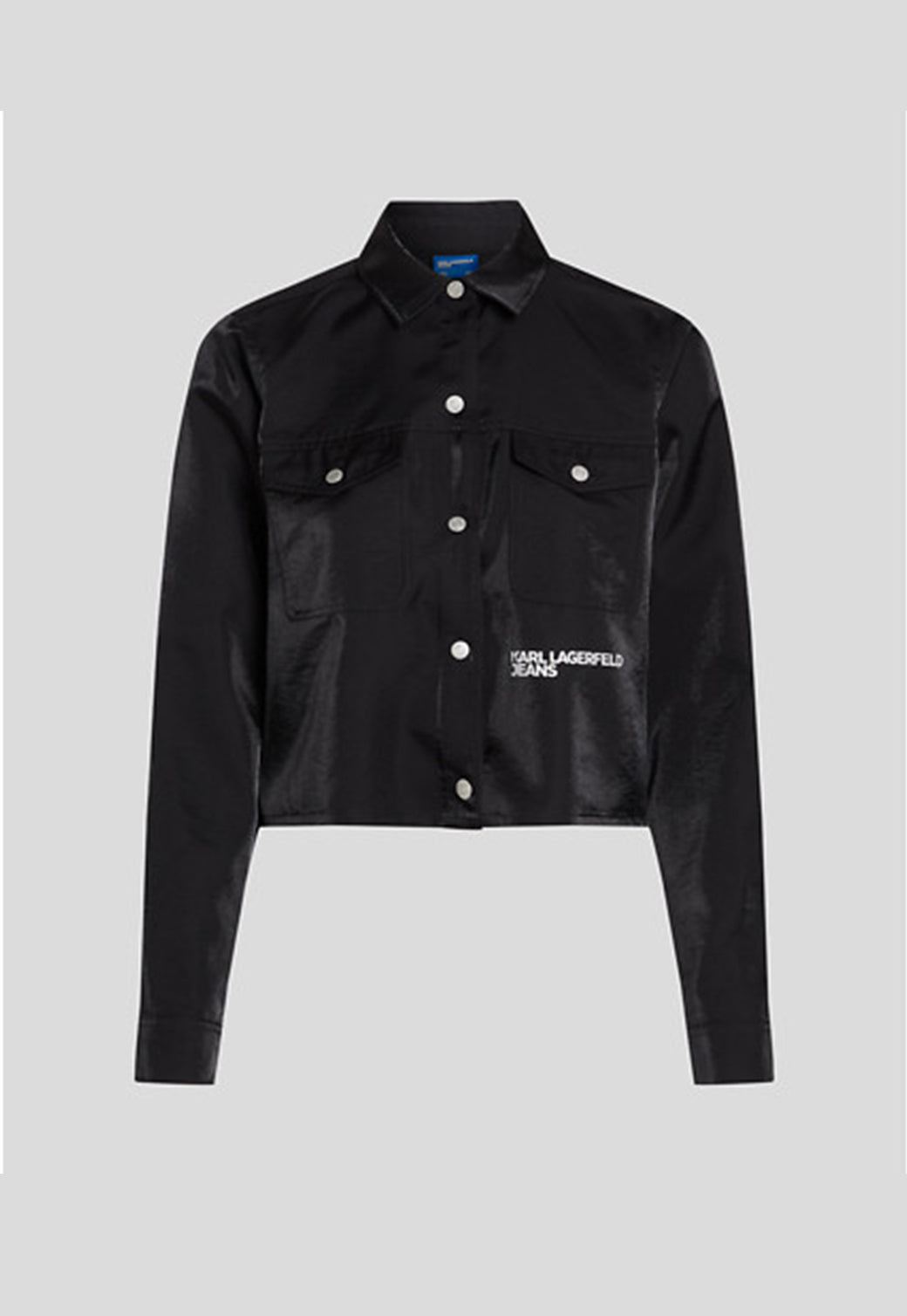 חולצת קרופ לנשים בגוון שחור מבריק של KARL LAGERFELD JEANS