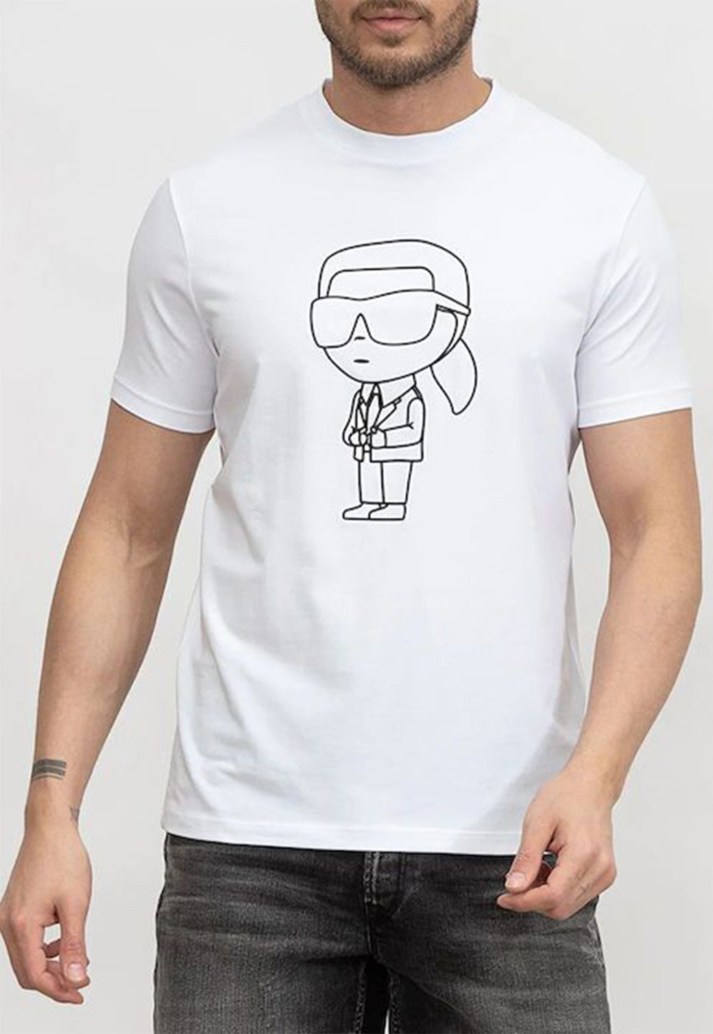 טי-שירט לגברים בצבע לבן עם הדפס