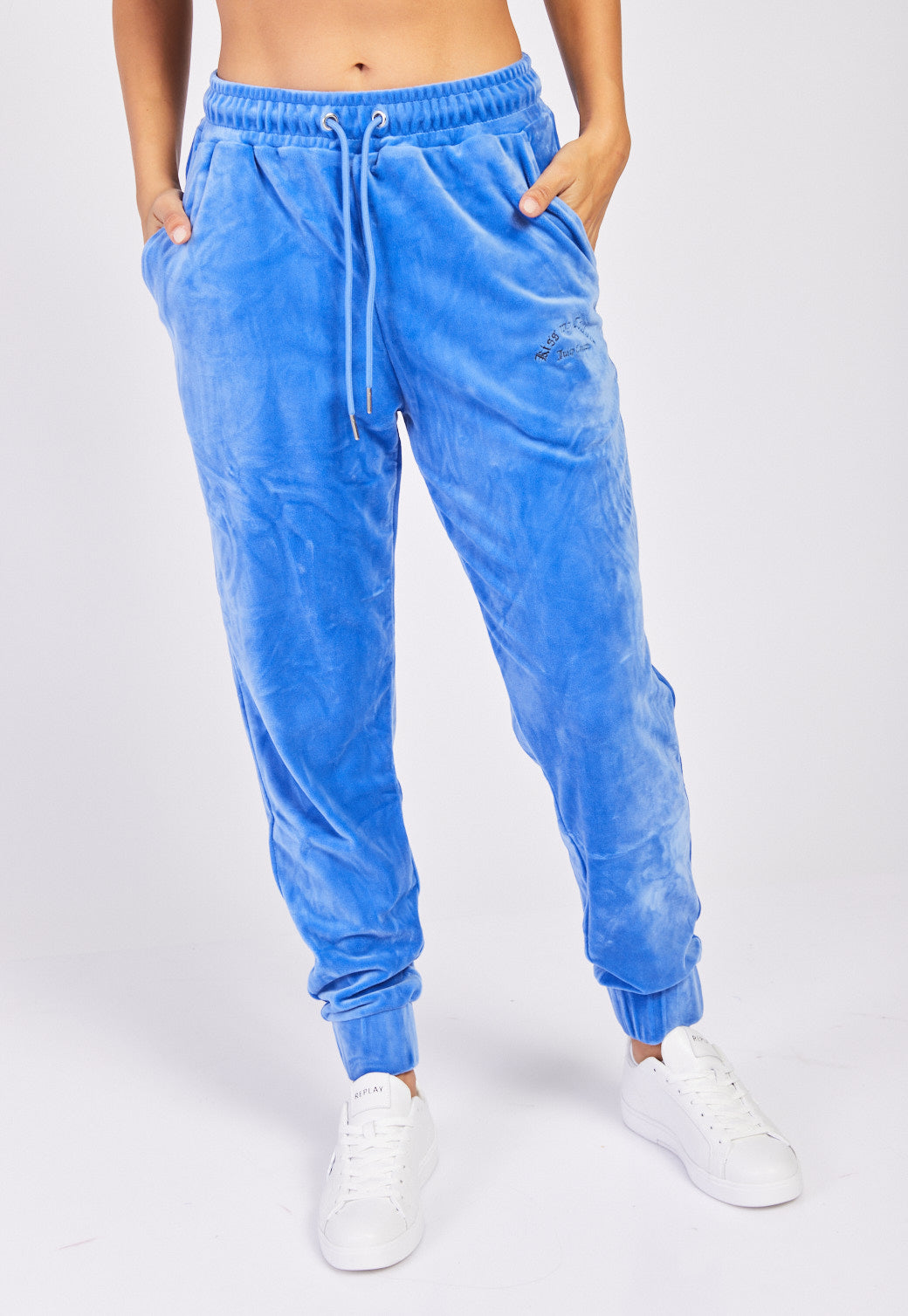 מכנסי טרנינג קטיפה עם לוגו נשים