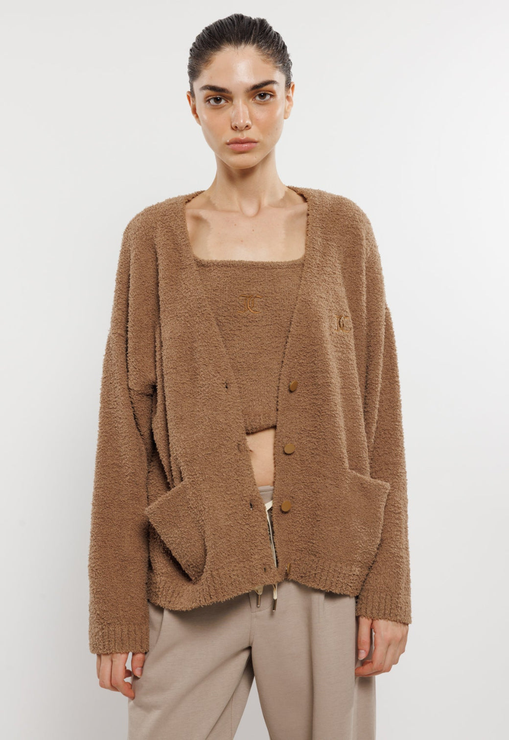 קרדיגן נשים דגם SOFT בצבע חום