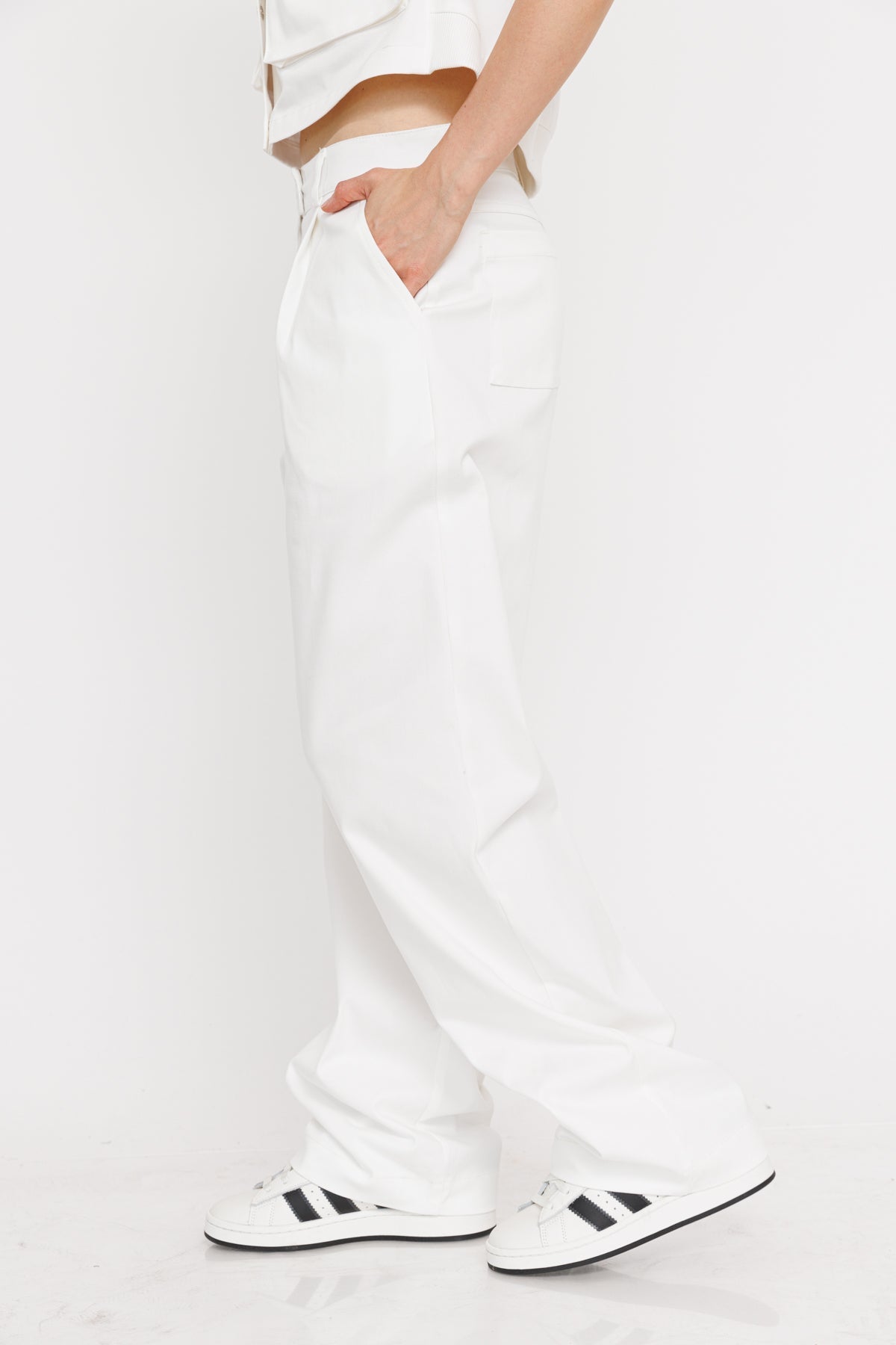 מכנסיים רחבים Oasis בצבע לבן