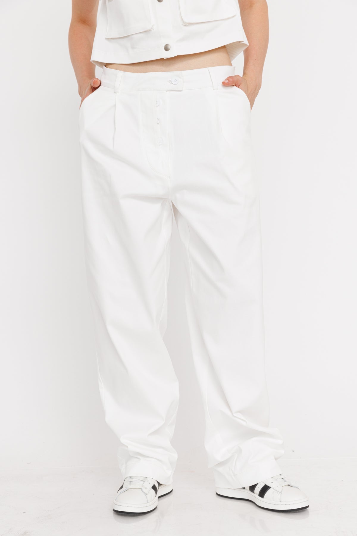 מכנסיים רחבים Oasis בצבע לבן