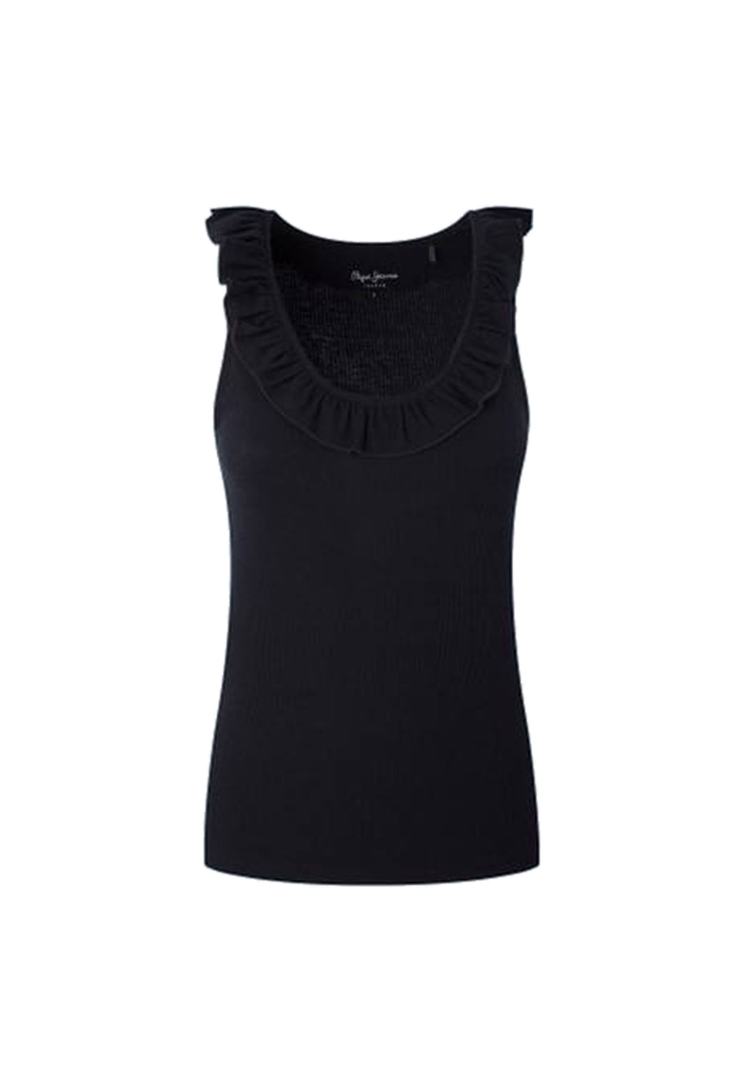 גופייה Dorina Pepe Jeans לנשים בצבע שחור עם צווארון מלמלה