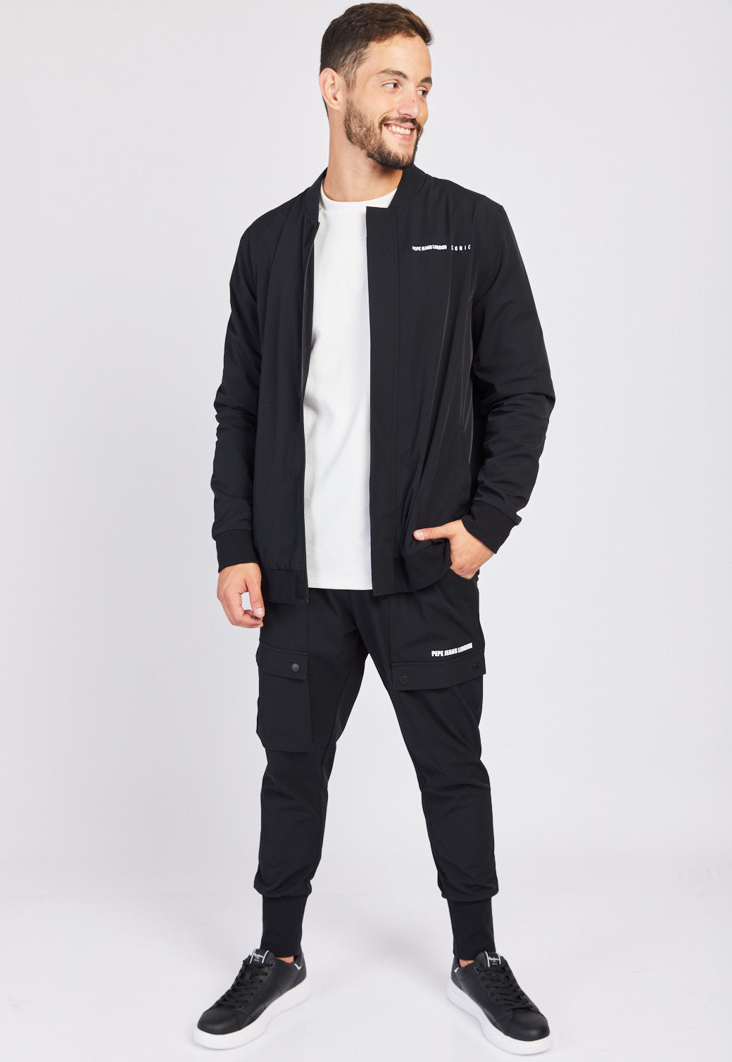 מכנסי טרנינג ניילון אייקוניות לגברים BLACK / M