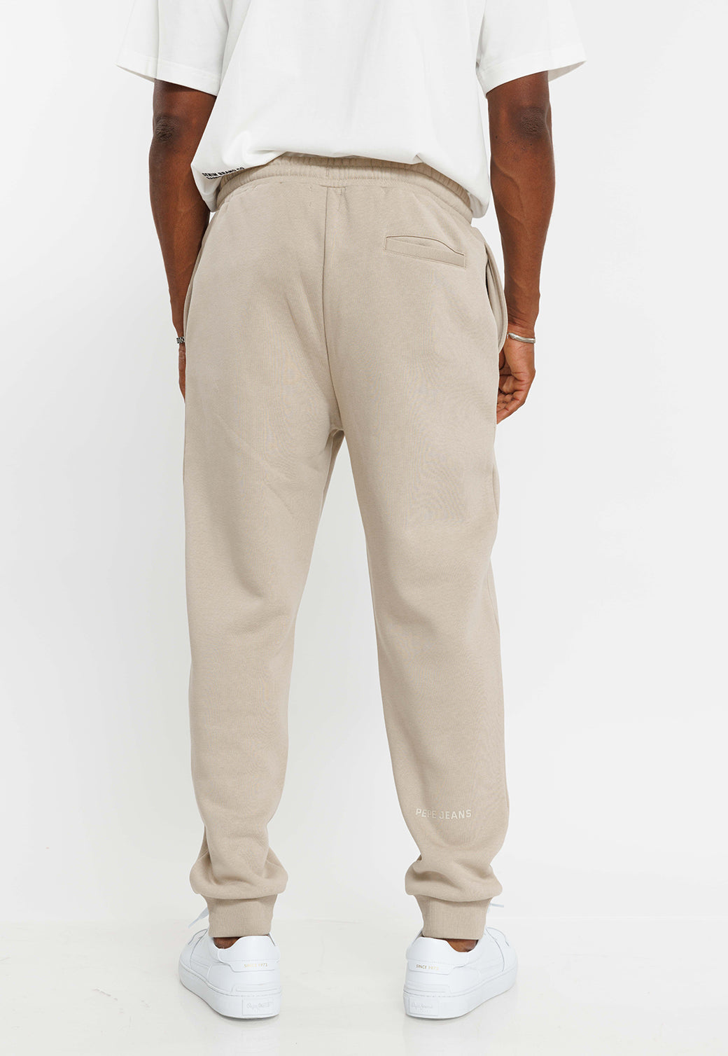 מכנסי טרנינג עם שרוך רחב לגברים בצבע בז'