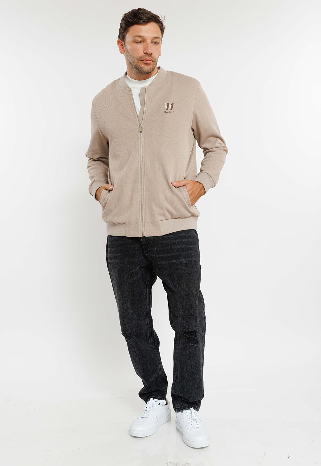 קפוצ'ון רוכסן ABNER בצבע חום בהיר