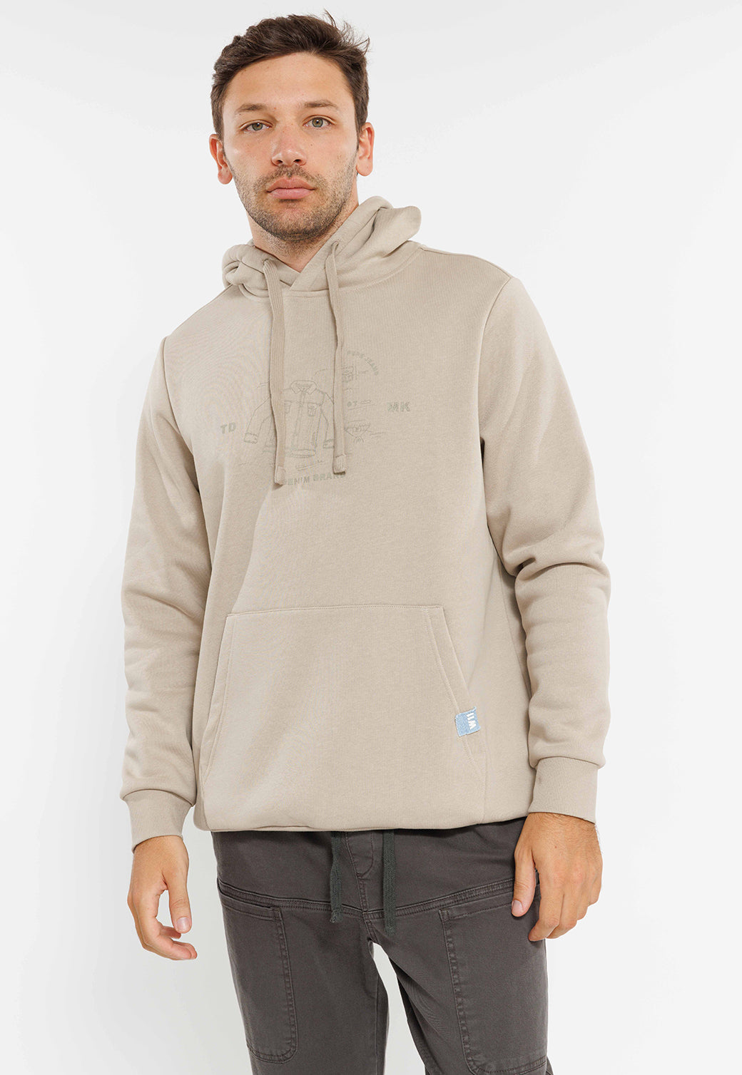 קפוצ'ון בגוון טאופ בז' עם הדפס לגברים