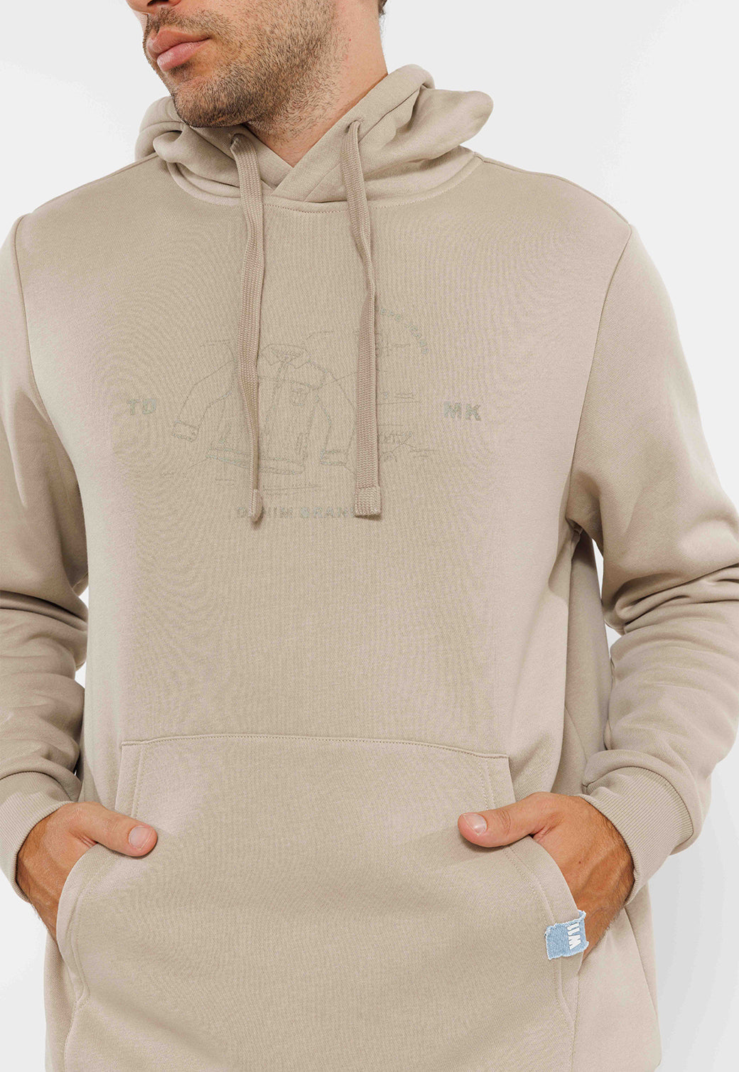 קפוצ'ון בגוון טאופ בז' עם הדפס לגברים