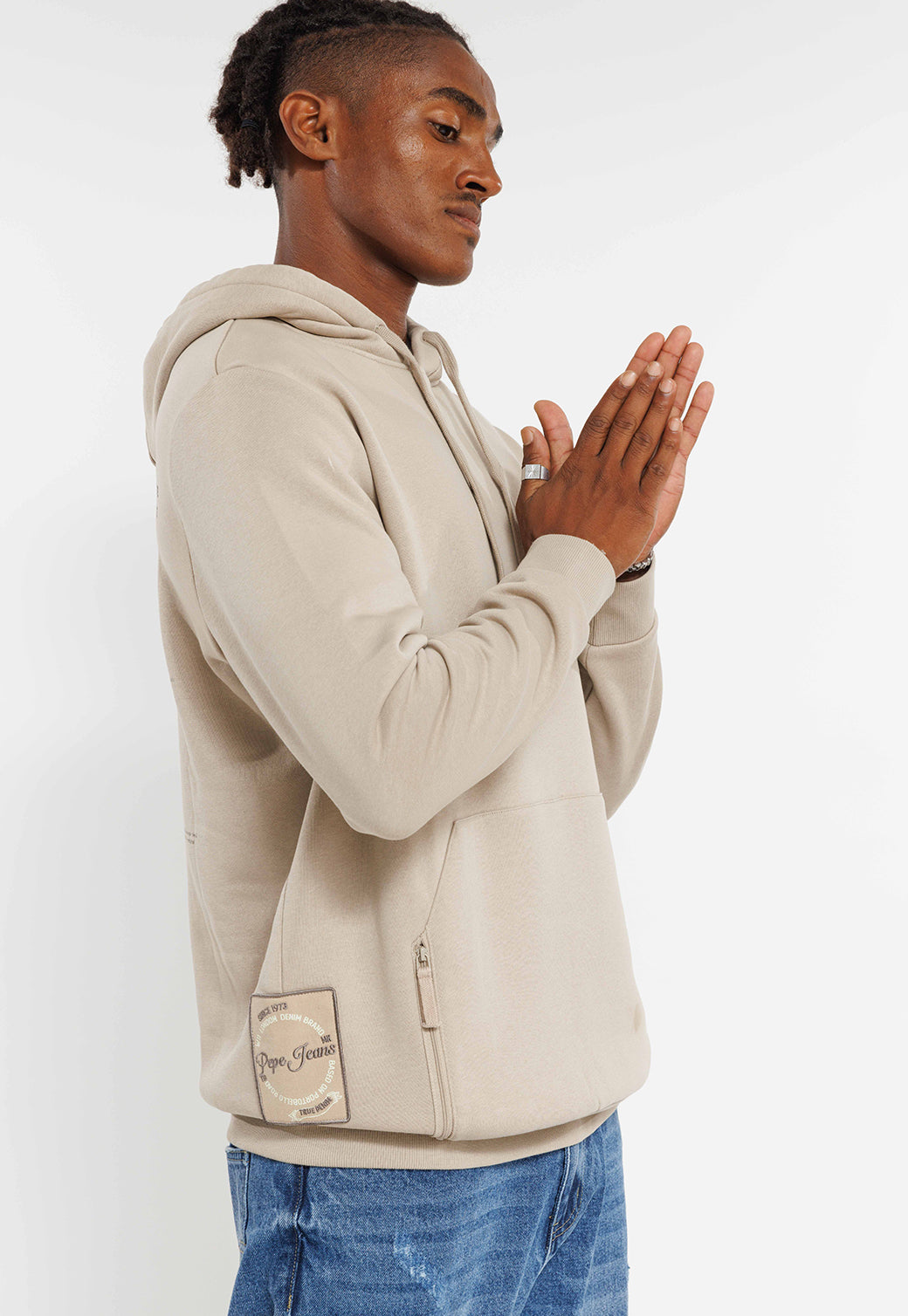 קפוצ'ון טאופ בז' עם הדפס גב לגברים