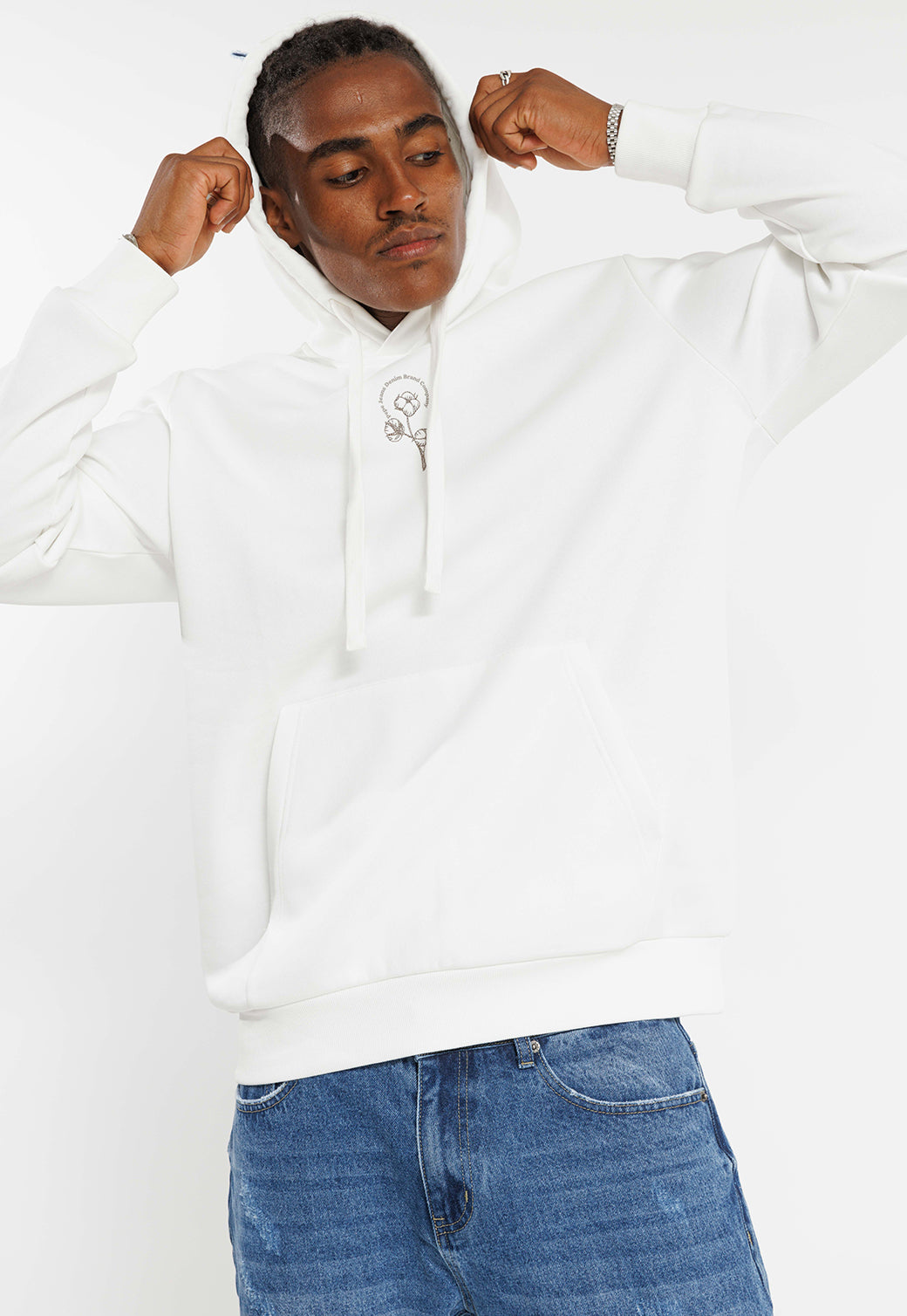 קפוצ'ון עם הדפס בגב בצבע לבן לגברים