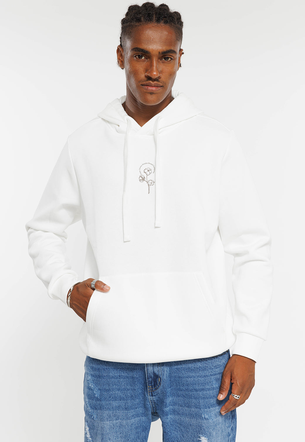 קפוצ'ון עם הדפס בגב בצבע לבן לגברים