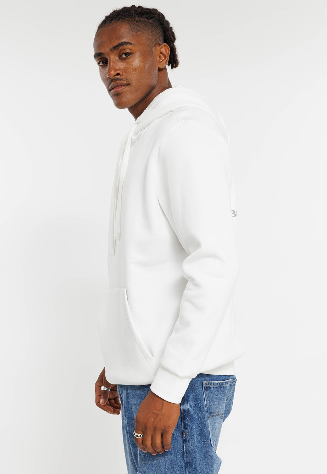 קפוצ'ון עם הדפס בגב בצבע לבן לגברים