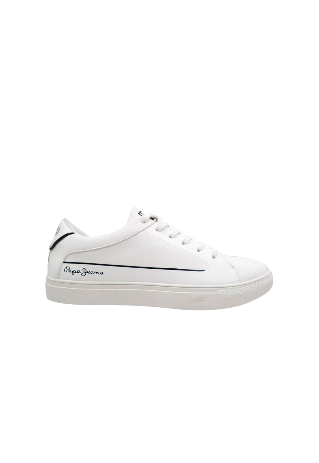 סניקרס לגברים בצבע לבן עם לוגו כחול מדגם ABDON של Pepe Jeans