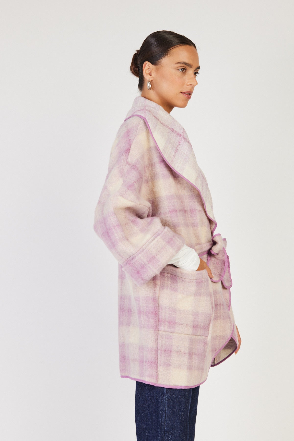 מעיל Lokerno משבצות בצבע ורוד