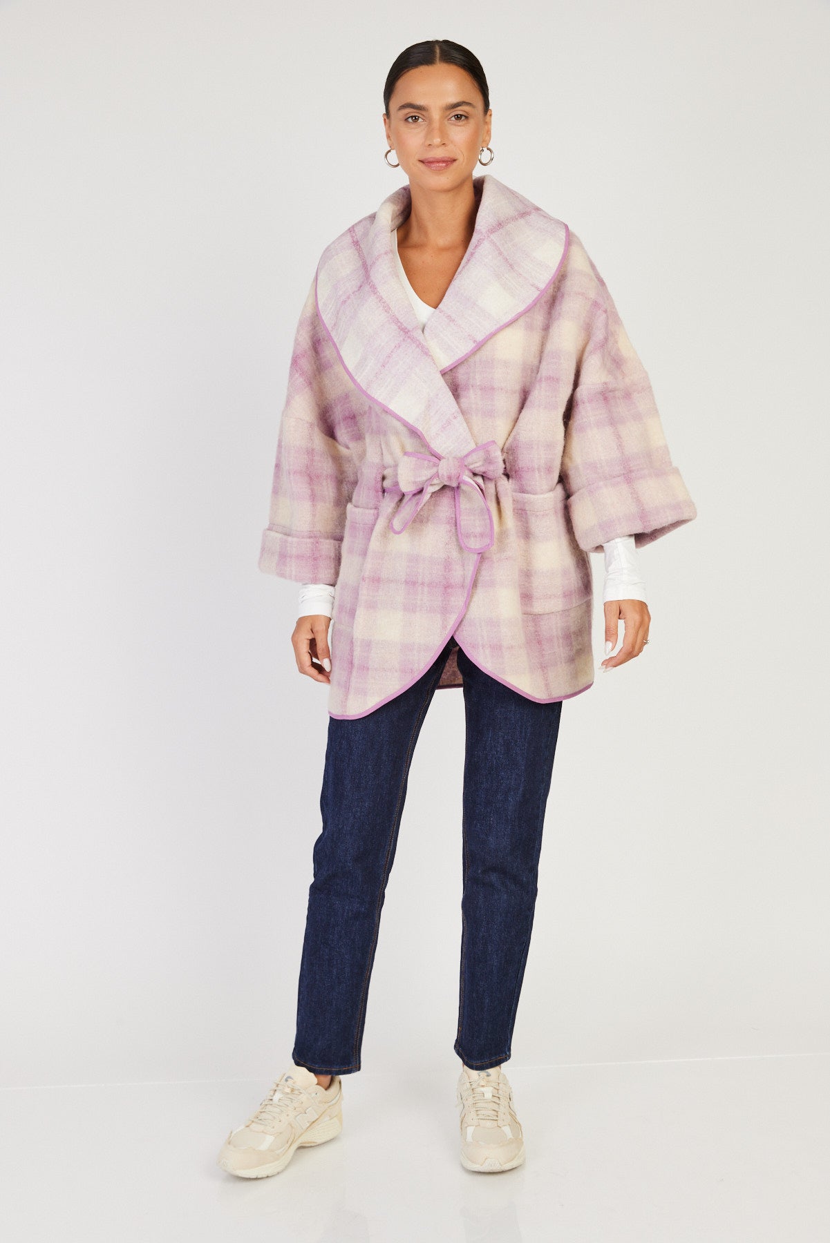 מעיל Lokerno משבצות בצבע ורוד