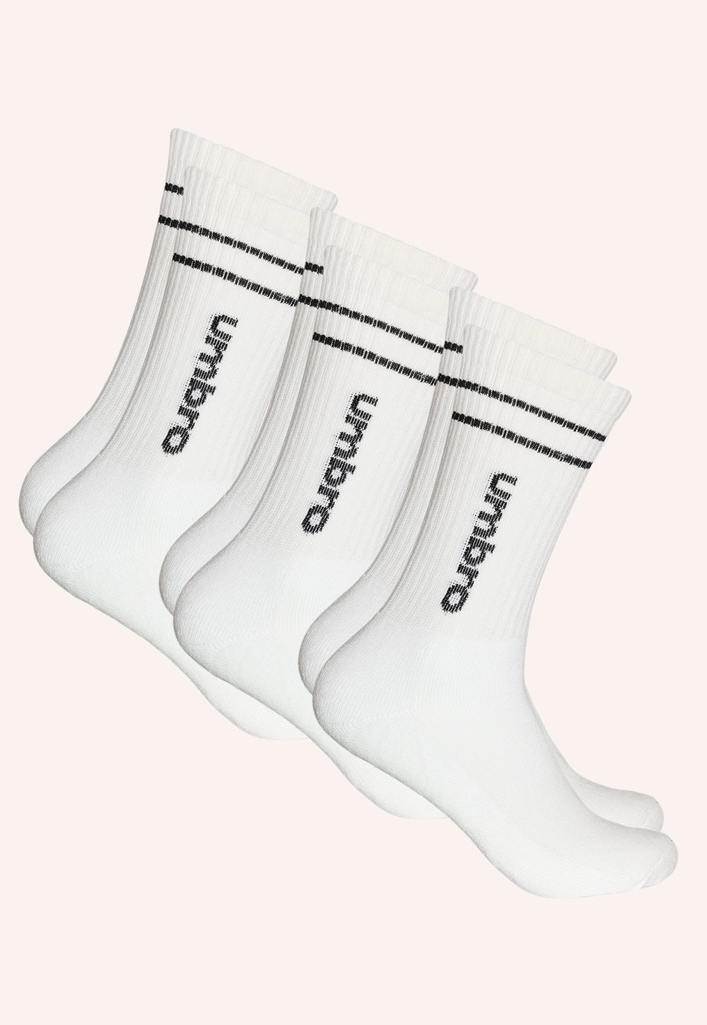 מארז 3 זוגות גרבי ספורט חצי טרי לגברים בצבע לבן – מידה 41–46