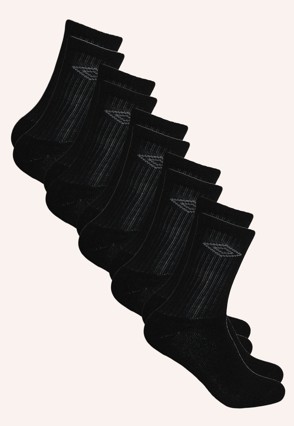 מארז 5 זוגות גרבי ספורט לנוער בצבע שחור