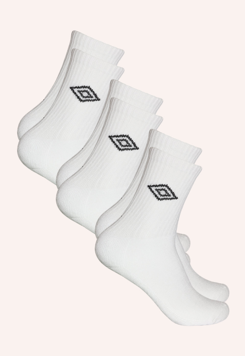 מארז 3 זוגות גרבי ספורט חצי טרי לנוער בצבע לבן – מידה 35–41