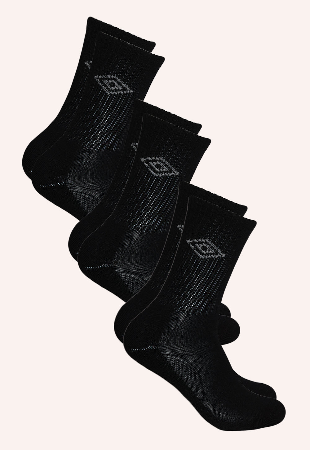 מארז 3 זוגות גרבי ספורט חצי טרי לנוער בצבע שחור – מידה 35–41