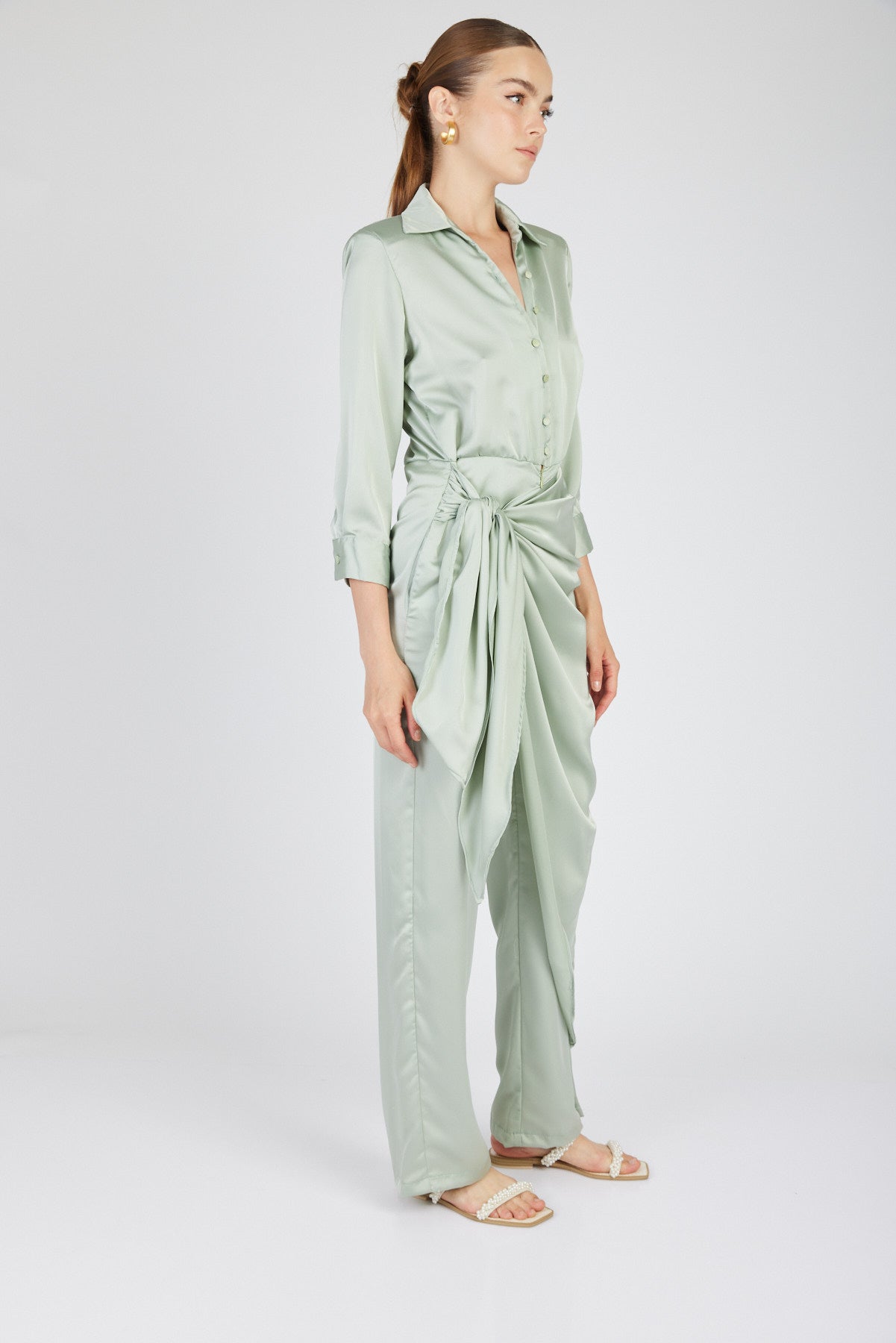 אוברול קשירת חצאית פנדורה בצבע מנטה