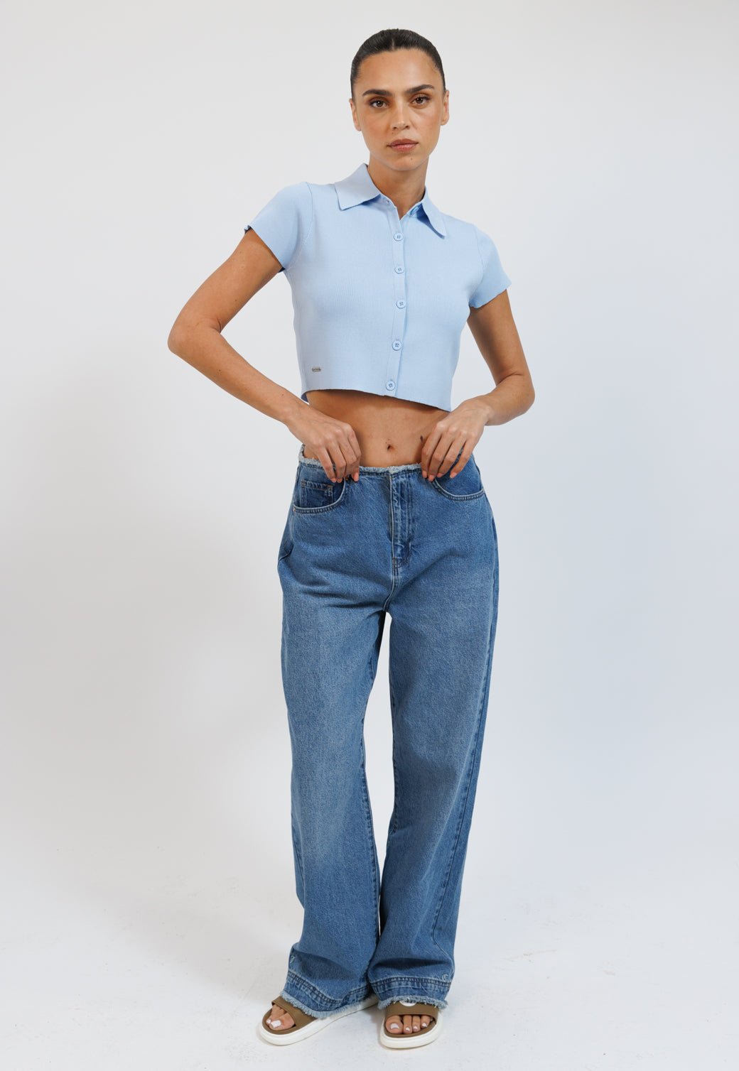 BUTTONS KNIT SHIRT JUICY COUTURE LIGHT BLUE 012 - Juicy Couture