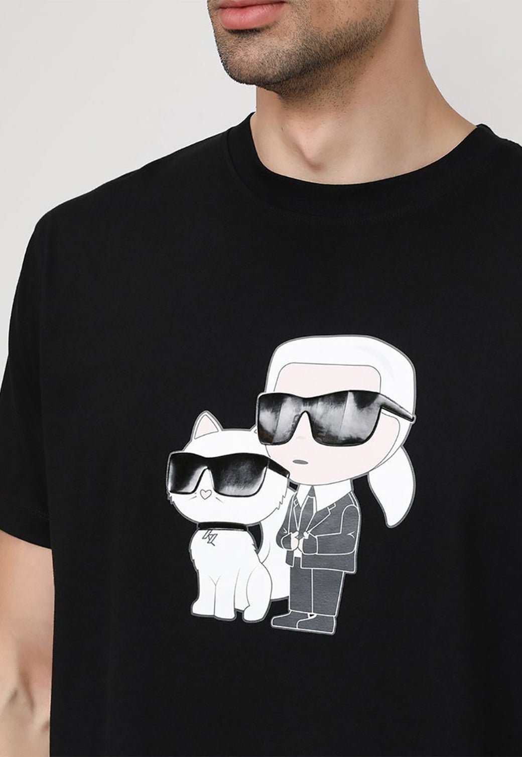 טי שירט קצרה Crewneck Cat גברים - Karl Lagerfeld