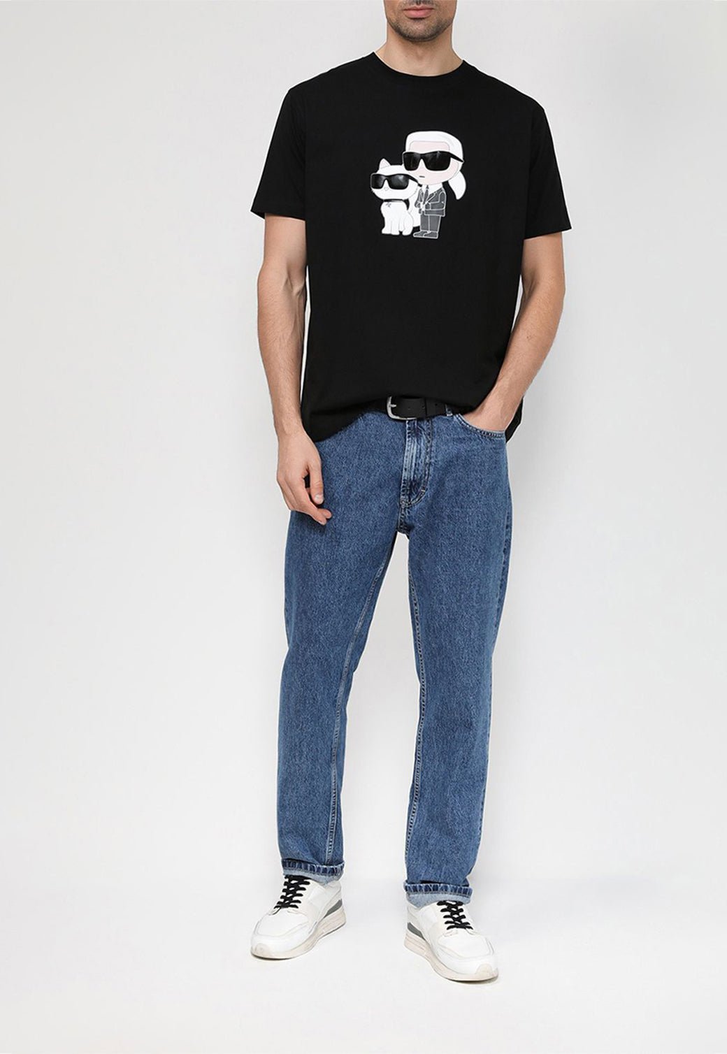 טי שירט קצרה Crewneck Cat גברים - Karl Lagerfeld