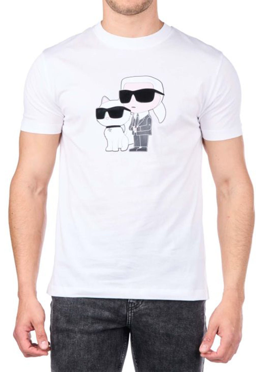 טי שירט קצרה Crewneck Cat גברים - Karl Lagerfeld