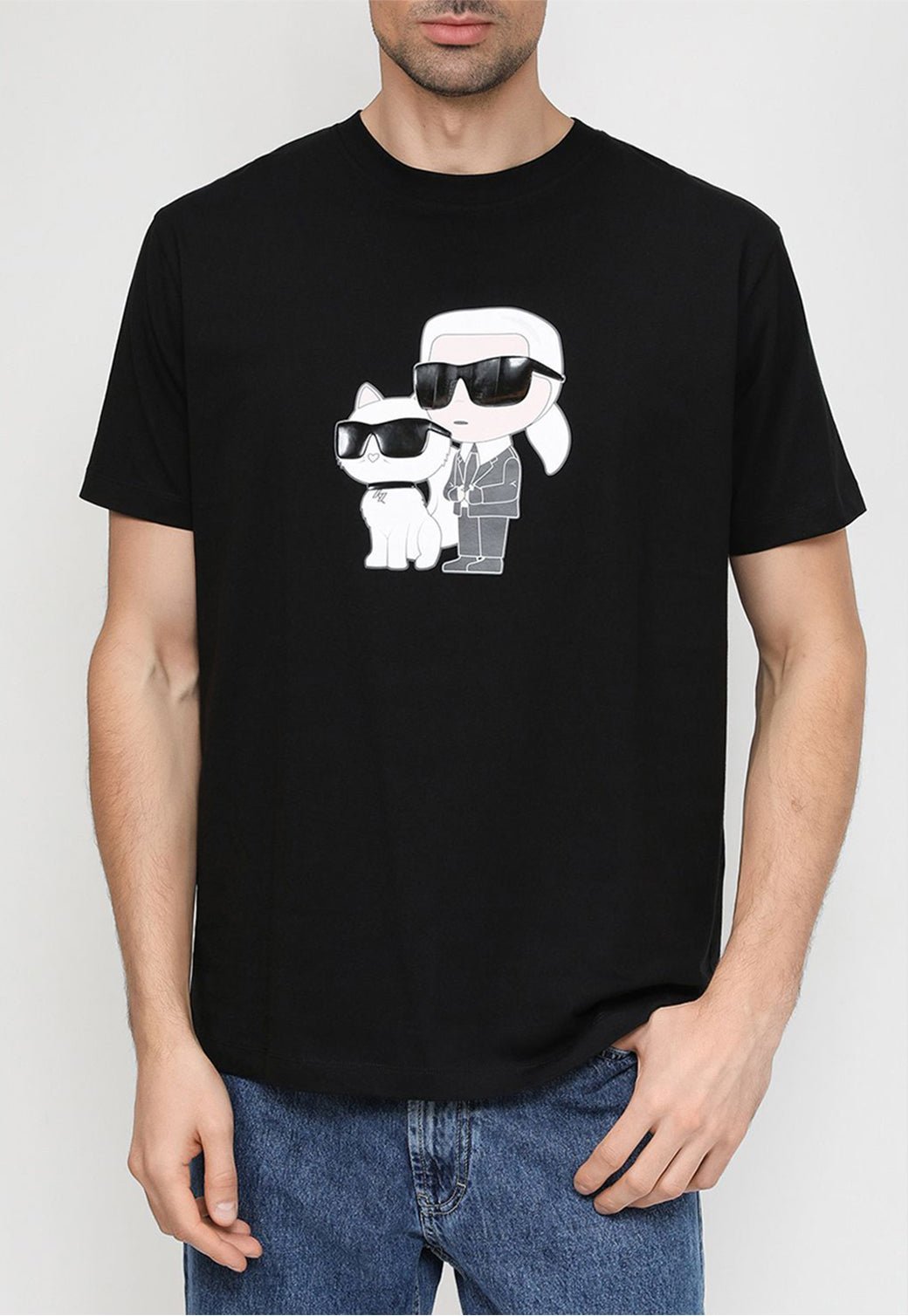 טי שירט קצרה Crewneck Cat גברים - Karl Lagerfeld