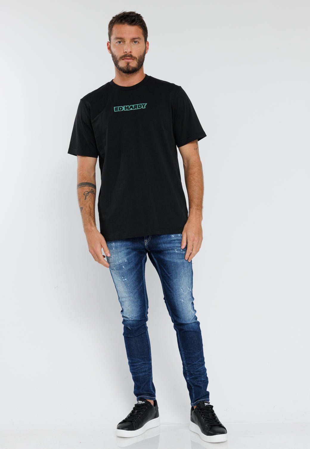 טי שירט קצרה Hardy Contur גברים - Ed Hardy