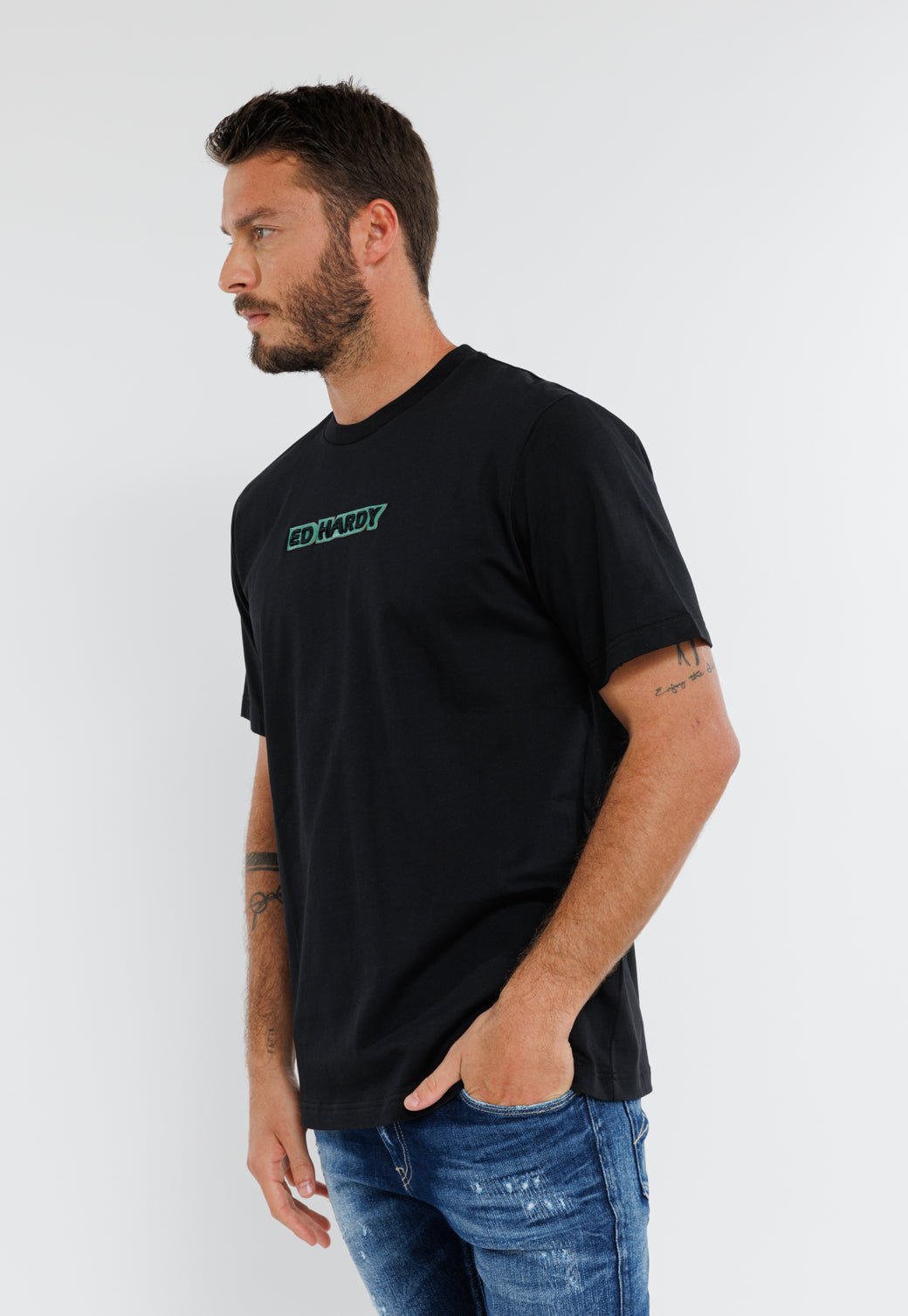טי שירט קצרה Hardy Contur גברים - Ed Hardy
