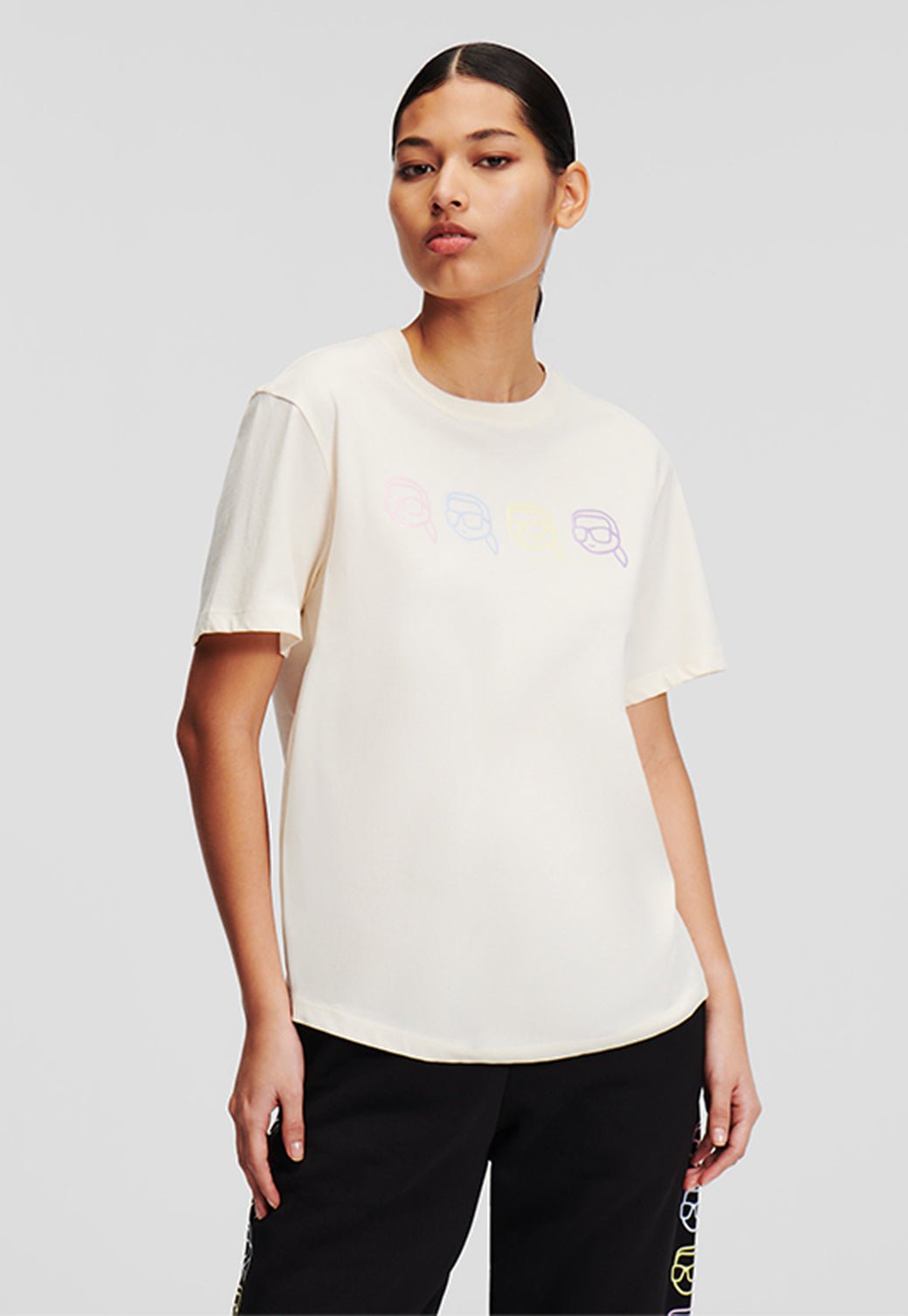 טי שירט קצרה Ikonik Outline נשים - Karl Lagerfeld