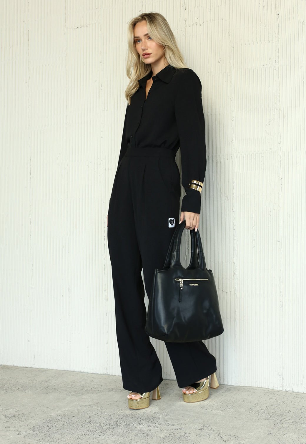 מכנסיים ארוכים מבד נשפך Daniella נשים - Steve Madden