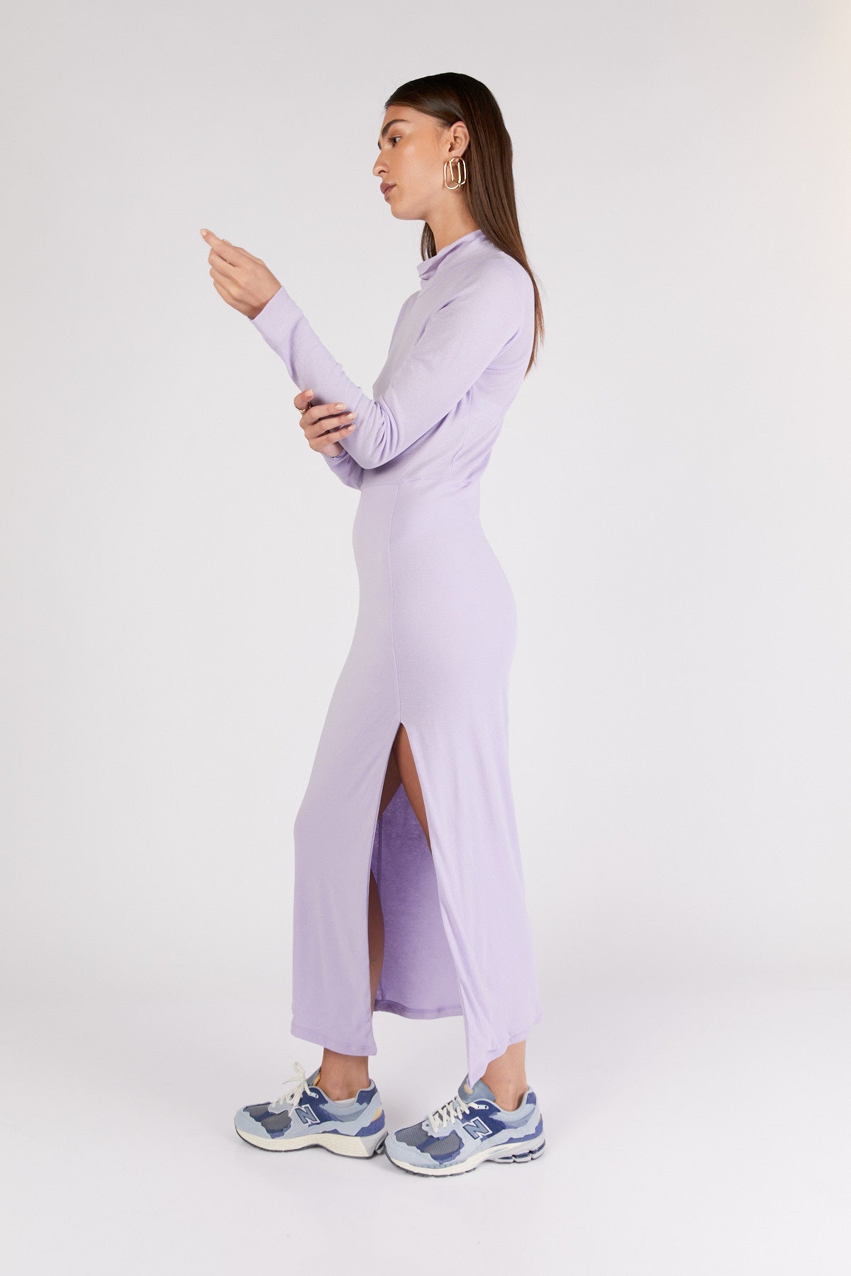 שמלת Knit בצבע סגול