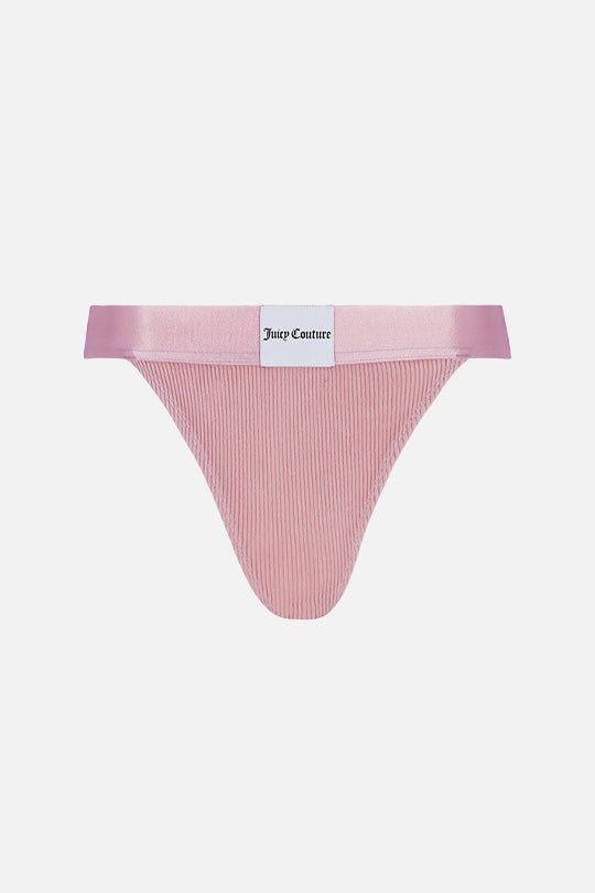תחתוני טנגה Velour Juicy Couture לנשים בצבע ורוד עם גומי לוגו