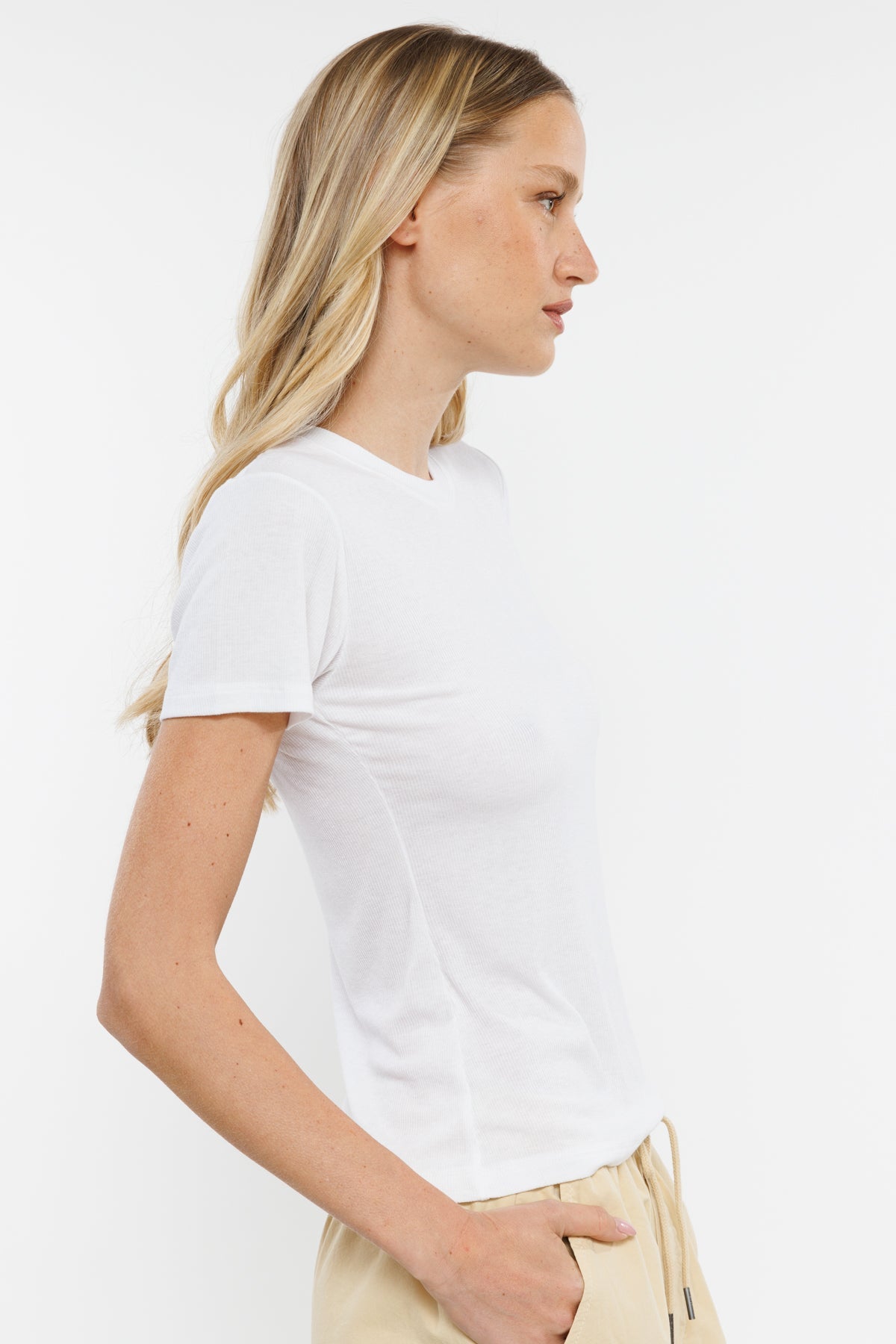 טי שירט קצרה Vichy בצבע לבן