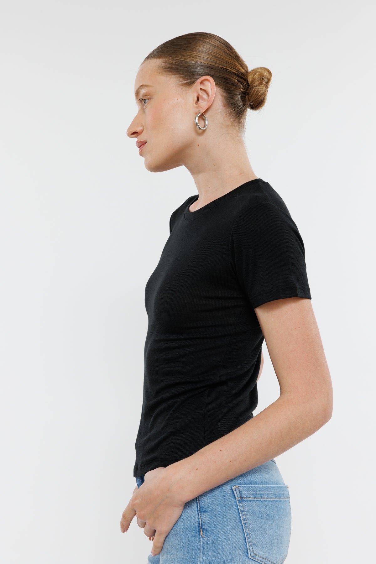 טי שירט קצרה Vichy בצבע שחור