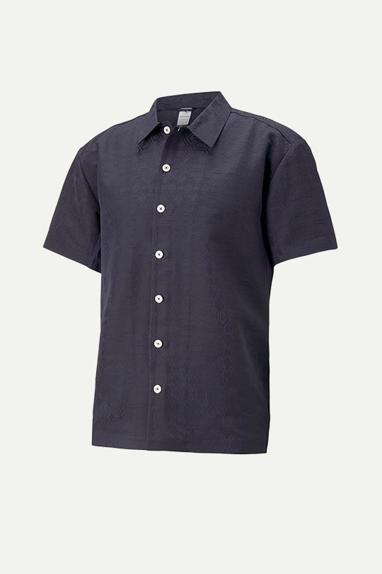 חולצה מכופתרת ג'קארד Puma X Dapper Dan בצבע כחול נייבי