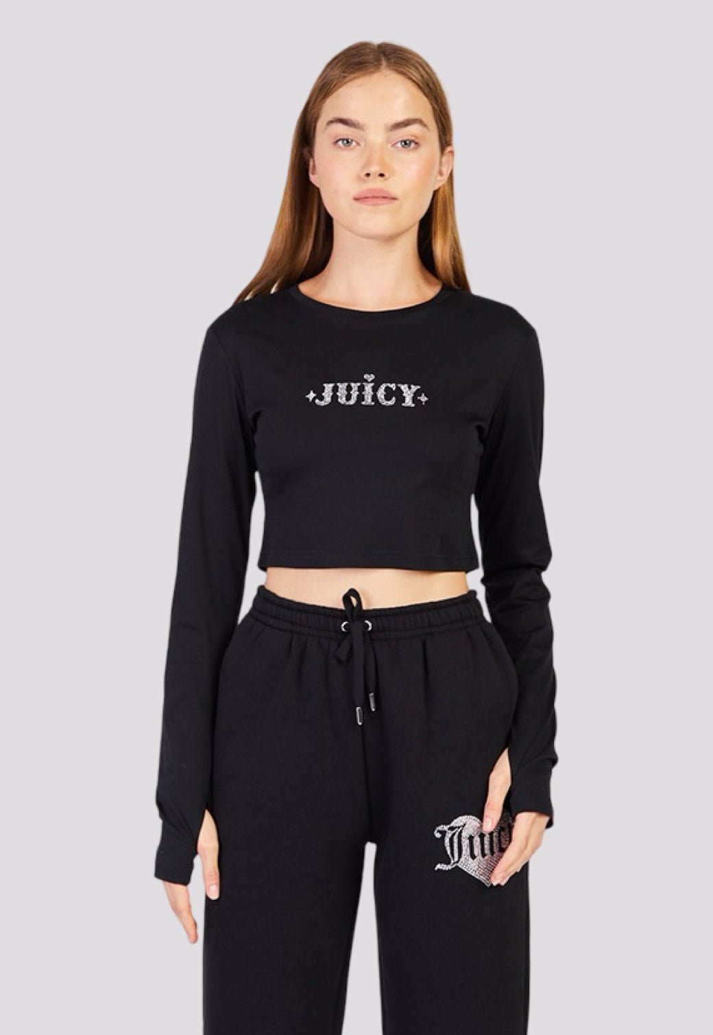חולצת קרופ ארוכה JUICY בצבע שחור - Juicy Couture