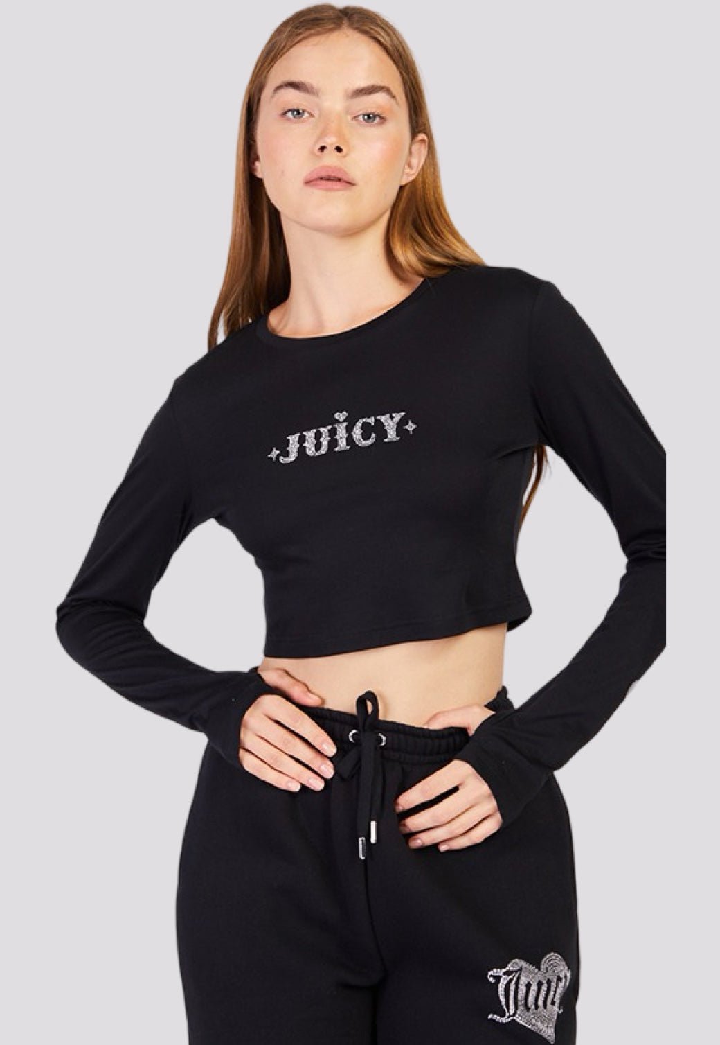 חולצת קרופ ארוכה JUICY בצבע שחור - Juicy Couture