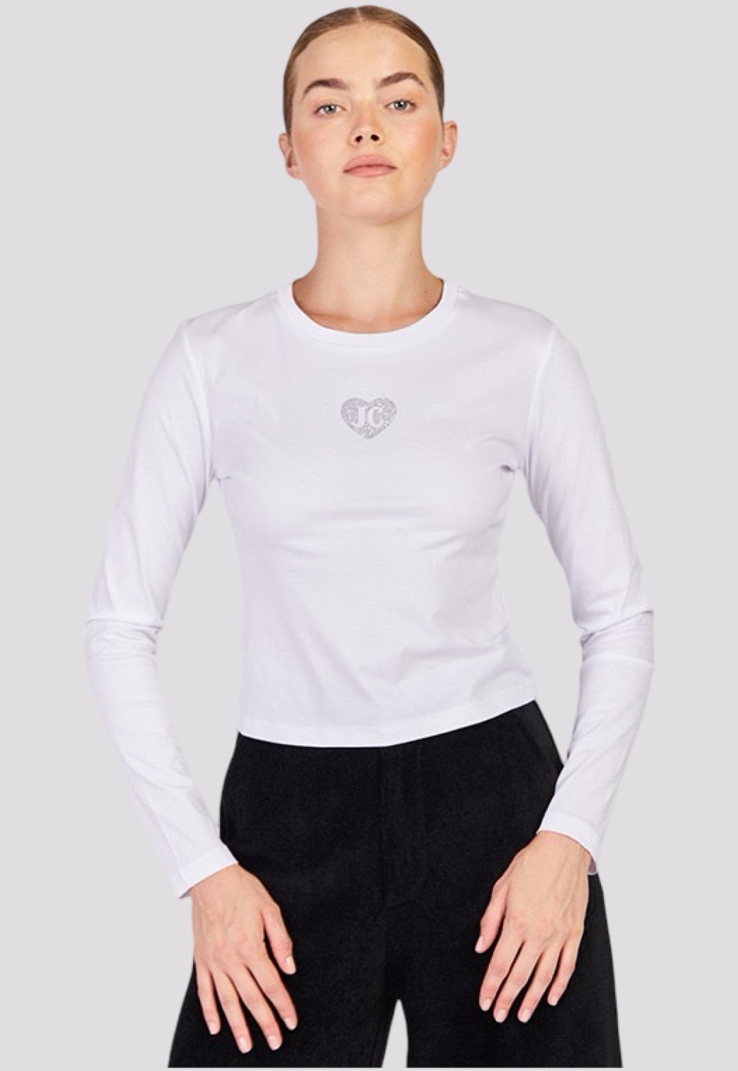 חולצת קרופ ארוכה עם לוגו JC בצבע לבן - Juicy Couture