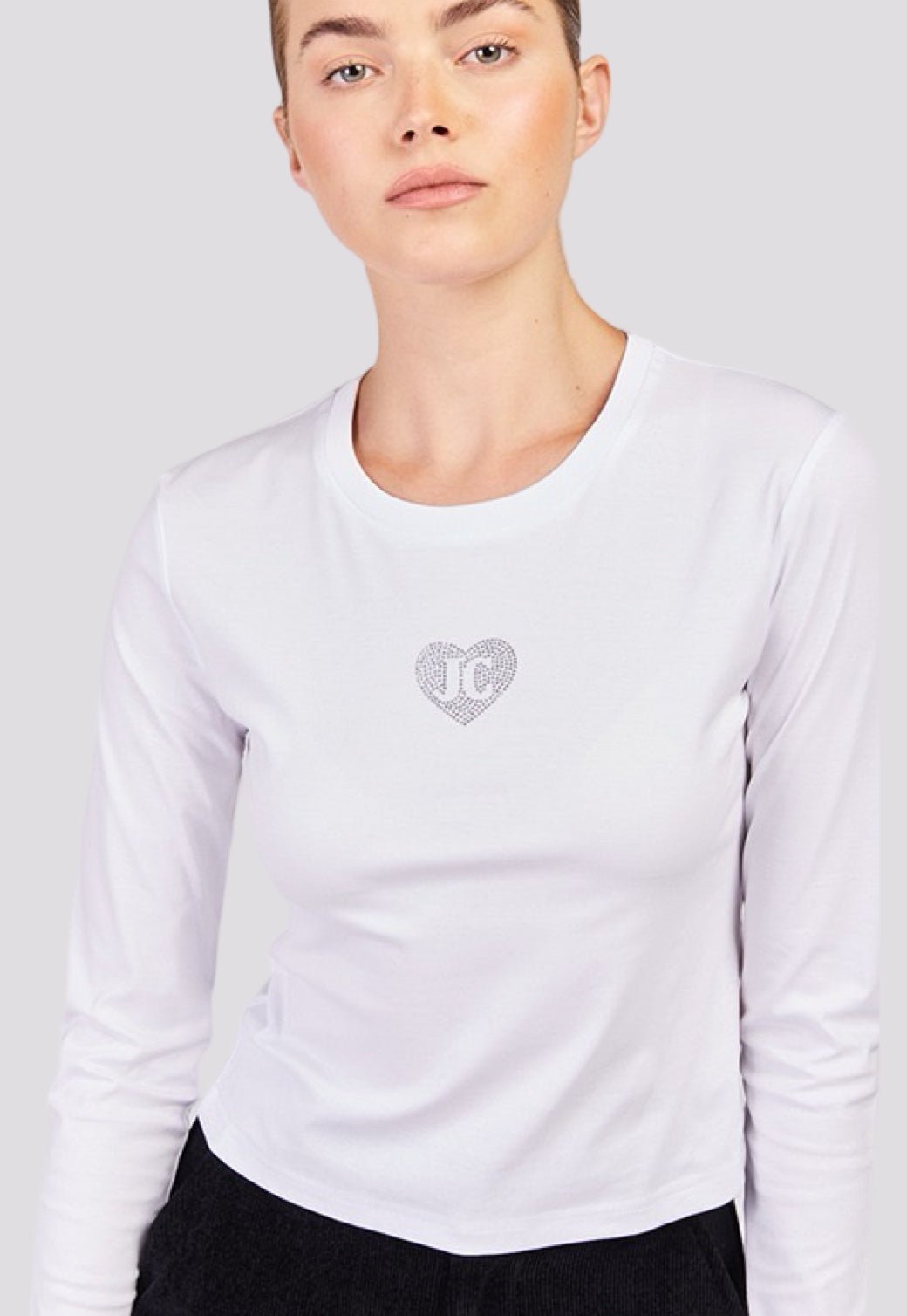 חולצת קרופ ארוכה עם לוגו JC בצבע לבן - Juicy Couture