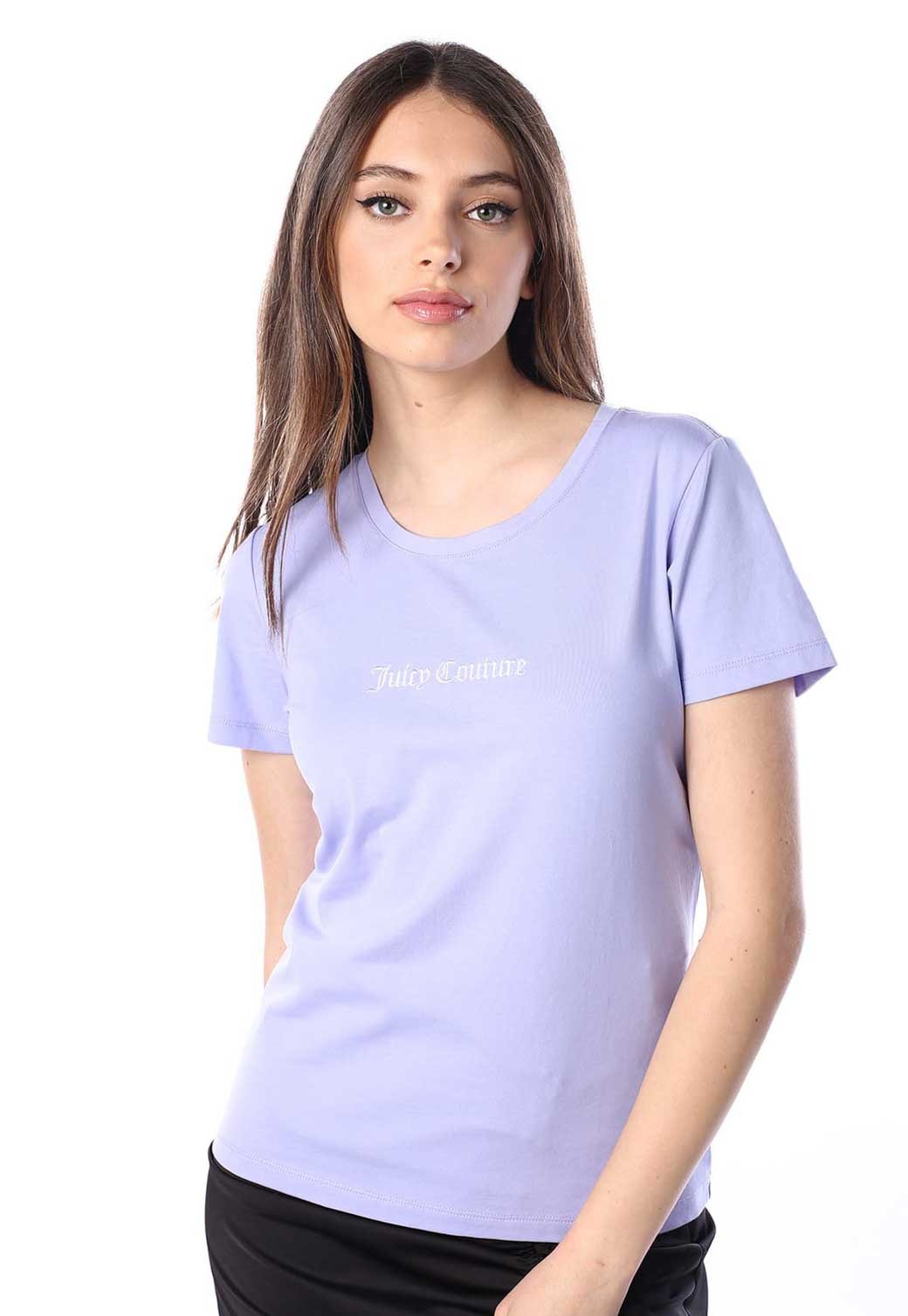 טי שירט קצרה עם לוגו רקום נשים