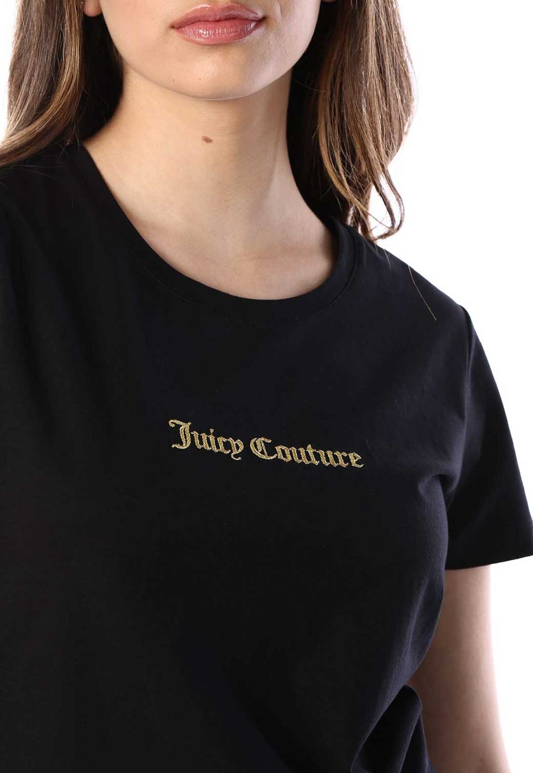 טי שירט קצרה עם לוגו רקום נשים