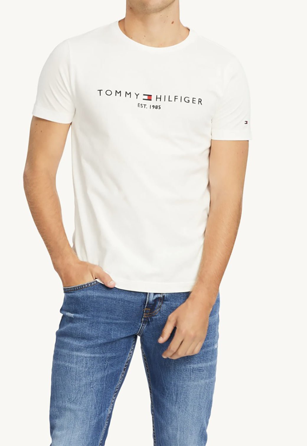 XSIM CORE TOMMY LOGO TEE SNOW WHITE - Tommy Hillfiger