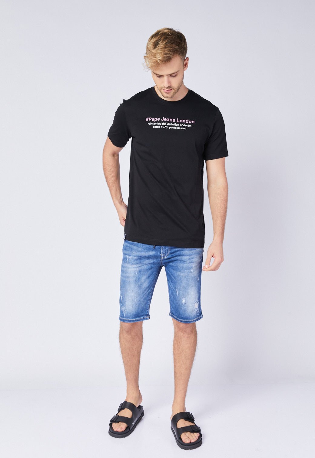 ג'ינס ברמודה עם גומי לגברים - Pepe Jeans