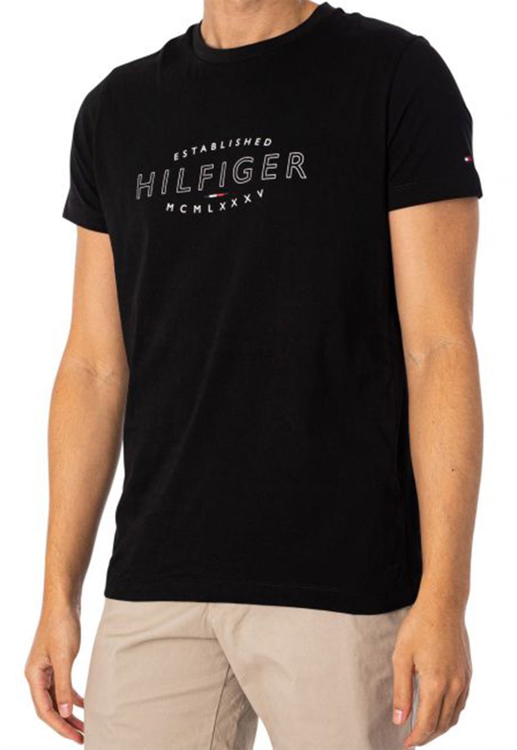 HILFIGER CURVE LOGO TEE BLACK 991216053 - Tommy Hillfiger