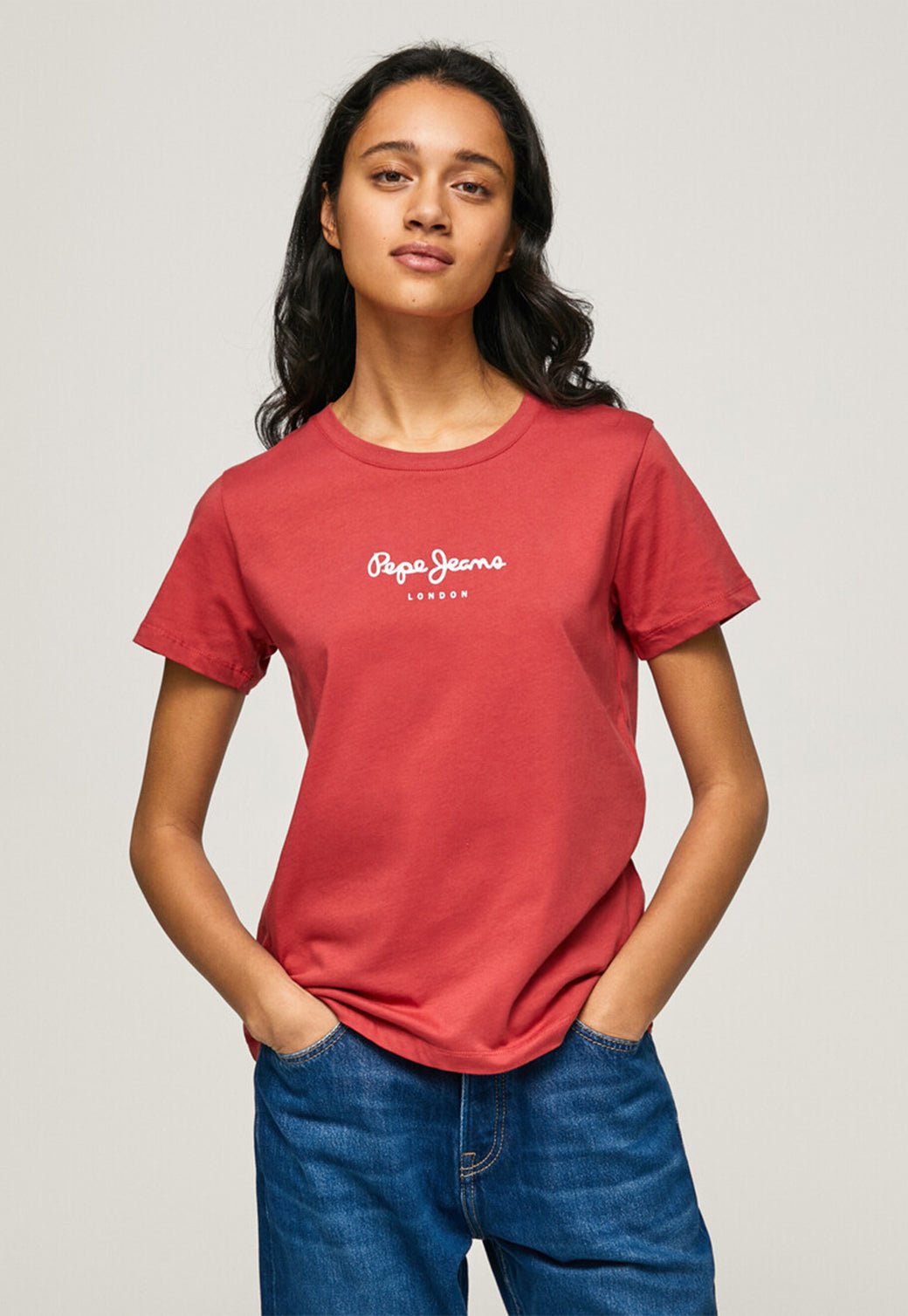 טי שירט קצרה עם הדפס לוגו בחזית - Pepe Jeans